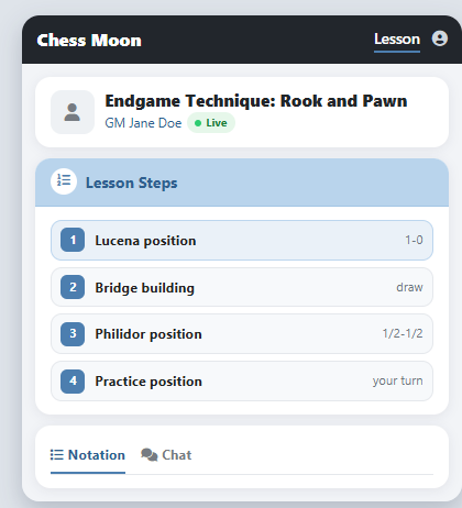 Lesson steps